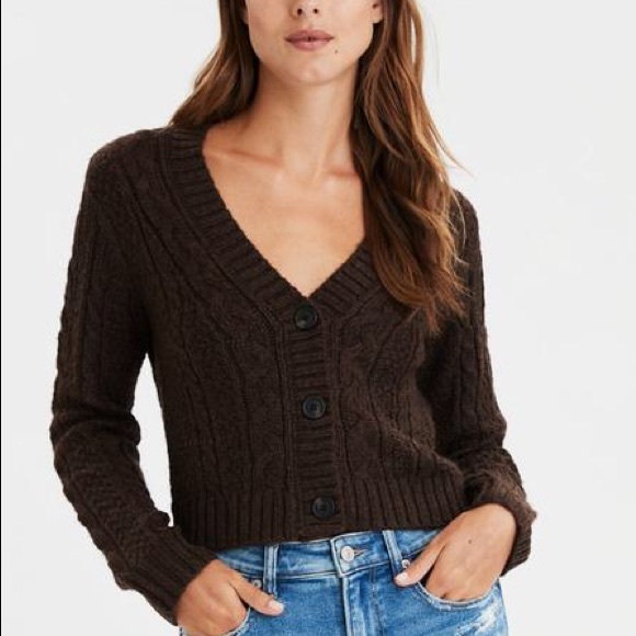 ae cropped button up cardigan